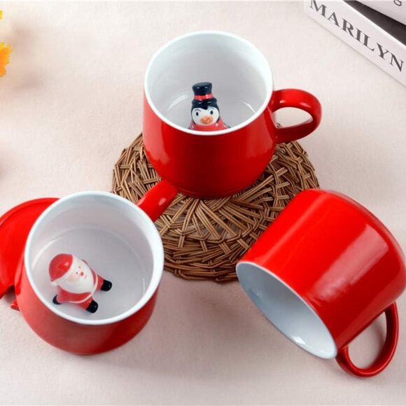 Surprise 3D Coffee Mug Santa Claus Inside,12 oz Cute Handmade Ceramics Cup,Chris - Picture 2 of 6